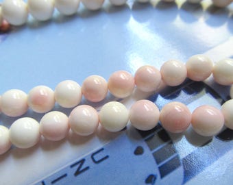 Pink Shell Beads, Natural Queen Conch Shell, Blush MOP, Pink Mother of Pearl Beads, 7mm 15 Pcs