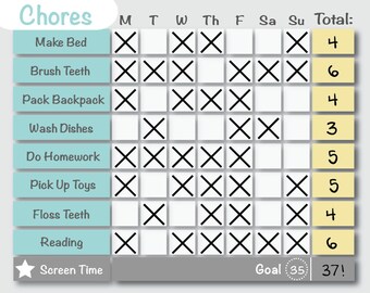Customized Printable Chore Chart/Behavior Chart/Reward Chart PLAIN Editable DIY