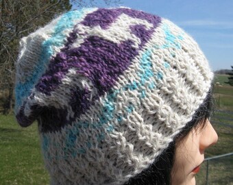 Knitted Winter Beanie, Fair Isle Alpaca Wool Hat, Alpaca Hat for Men and Women