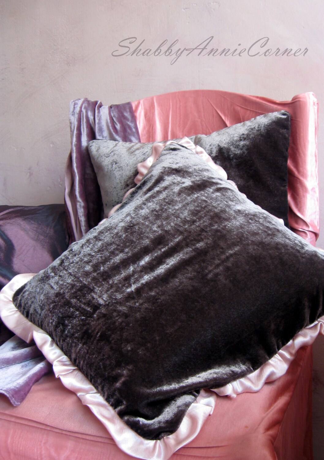 Brown throw pillow Luxury pillow shams Brown Silk velvet