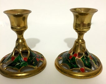 Brass Christmas Candle Holders Vintage