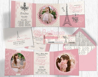 DEPOSIT - Paris Quinceañera / Sweet Fifteen Invitation
