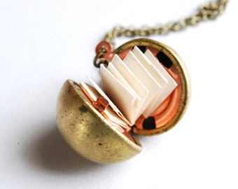 Secret Message Necklace, Brass Ball Locket Necklace, Personalized Jewelry