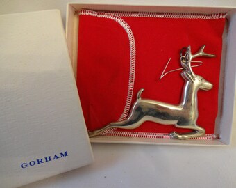 Gorham Sterling Silver Christmas Ornament Reindeer 1974