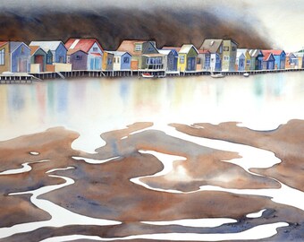 Boatsheds at the Inlet - archival print from original painting