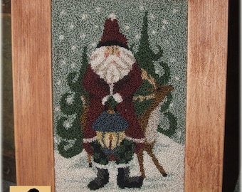 Deer Ole Santa Punchneedle Pattern Needle Punch