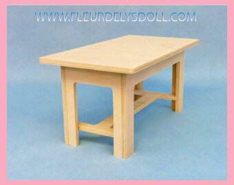Wooden Large Country TABLE for BJD dolls Barbie Fashion Royalty Blythe Pullip Monster High dolls diorama dollhouse furniture 1:6