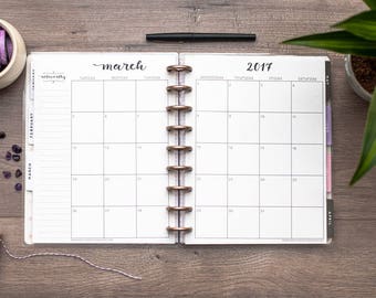 DATED MONTHLY CALENDAR for Happy Planner, Happy Planner Calendar Inserts, mambi Planner Insert, Create 365 Planner Refill, Disc Bound Insert