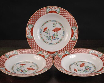 Georges Briard, Flowers of Seto Rimmed Soup Bowls, Set of 3