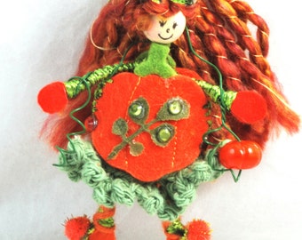 Pumpkin Doll Halloween Doll Acorn Fairy Doll Goes Pumpkin Ms. Pumpkin Doll Ornament