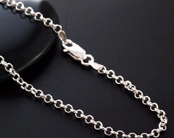 Sterling Silver Rolo Chain - 2.9mm - Custom Finished Lengths or By The Foot - Made in the USA