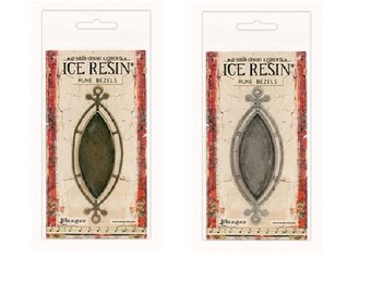 Ice Resin Bezel RUNE Ellipse Template Antique Silver or Antique Bronze Resin Pendant Bezel Tray, Susan Lenart Kazmer, Art Mechanique