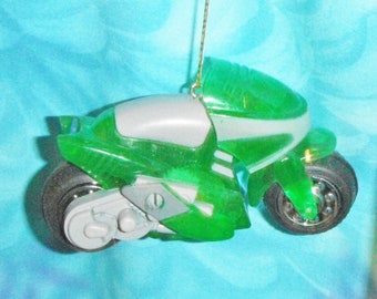 One - Green Motorcycle Motorbike Boys ~ Christmas Ornament