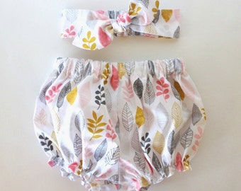 100% Organic Baby Bloomers Headband Set, Baby Girl Headband, Baby Girl Clothing, Kids Clothing, Coming Home Newborn Outfit, Baby Bloomers