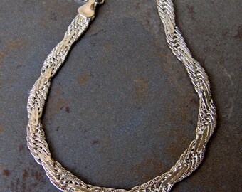 Vintage Sterling Silver Weave Bracelet 7 1/2 Inch