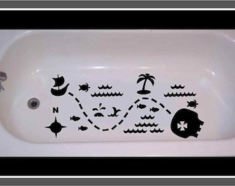 Non-skid decal for bathtub, shower Treasure Map