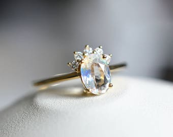 Moonstone Engagement Ring Gold Moonstone Wedding Ring