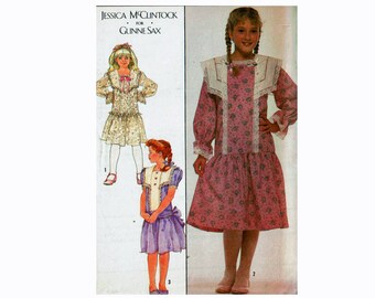 Gunne Sax Dress by Jessica McClintock 80s Sewing Pattern Size 14 girls Country Prairie Dress Gothic Simplicity 8961