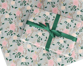 Christmas wrapping paper, gift wrap, Christmas flower gift wrap, Christmas wrapping paper sheet