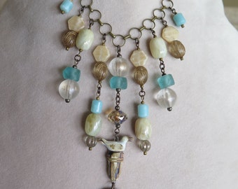 seagull necklace, beach necklace, summer necklace, vacation necklace, resort necklace, cruise necklace, beige necklace, tan necklace, unique