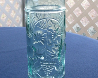 Green Glass Bottle - Grapevine Design