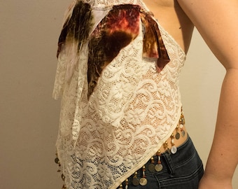 Lace and Velvet Halter Top