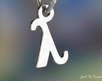 Sterling Silver Small Lowercase Lambda Charm Greek Letter Alphabet 925