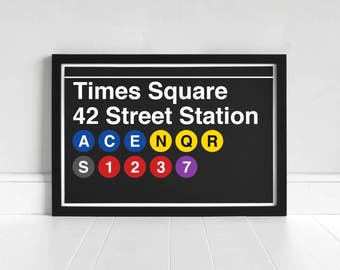 Times Square 42 Street Station - New York Subway Sign - Art Print
