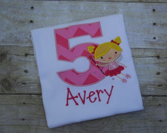 Fairy Birthday Shirt, Personalized Fairy Shirt, Custom Fairy Shirt, Fairy Girl Shirt, Embroidered Fairy Shirt
