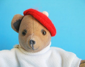 Vintage Teddy Bear Beanbag Stuffed Animal from the book ALPHABEARS by Kathleen Hague Toy Works 1980s Toy 1984 Plush