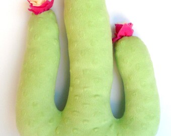 Cactus pillow, minky dot cactus pillow, throw cushion, southwest decor, lime green cactus, stuffed cactus, plush cactus