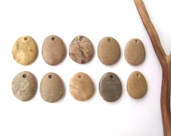 Stone Beads Pebble Beads Mediterranean Natural Beach Stone Beads Top Drilled Rock Pairs Diy Jewelry HONEY LOT 21-23 mm