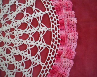 Vintage 18" Round, Hand Crocheted Doily
