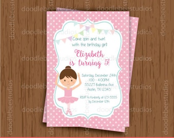 Ballerina Invitations, Printable Ballerina Invitations, Ballerina Party, Ballerina Digital Cards, Ballerina Invitation Cards