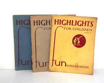 Vintage Highlights kids magazines lot of 3 1948 1950