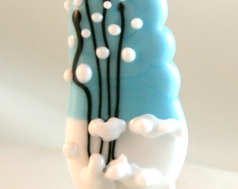 Snow Scene Lampwork Focal Bead SRA Artist