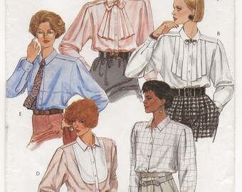 A Long Sleeve, Collar, Buttoned Front Blouse w/Front Style Variations Sewing Pattern for Women: Uncut - Size 12, Bust 34" • McCall's 2070