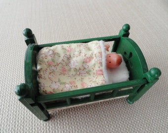 Dollhouse Crib with baby vintage