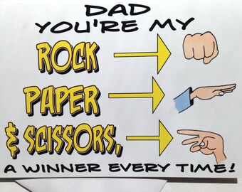 Birthday Card for Dad - Rock-Paper-Scissors Birthday Card - Man's Birthday Card - Rock-Paper-Scissors Card