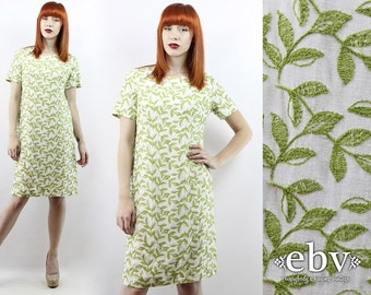 Vintage 60s White Embroidered Shift Dress L Embroidered Dress Hippie Dress Hippy Dress White Dress Summer Dress