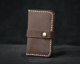 Minimalism Card Holder Wallet, Brown Leather Card Holder, Woman Business Card Holder, Business Card Case, Gift for Woman
