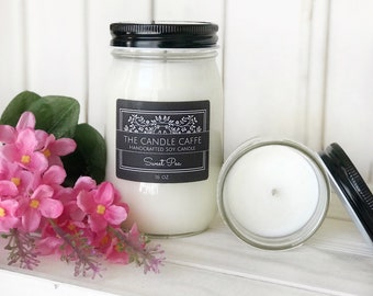 Sweet Pea Scented Soy Candle | Scented Soy Candle | 16 oz. | 8 oz. | Mason Jar | Gift Ideas | The Candle Caffe