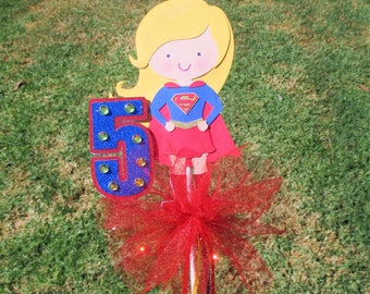 Super Girl Large Centerpiece or Cake Topper with age number
