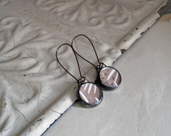 Recycled Wallpaper Glass Earrings Mismatched Jewelry