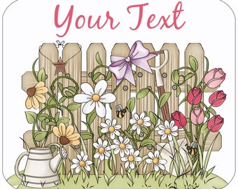 Custom, personalized mouse pad -Garden - Add your own text