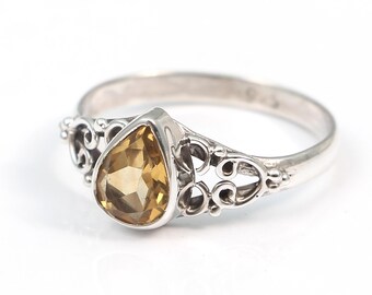 Citrine 92.5 sterling silver ring size 8 us