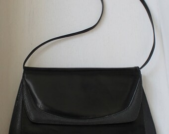 Sacoche Cuir Noir Vintage/ Sac Cuir Noir Fabio Styled in Italy Vintage / Sac à main cuir noir Vintage / Cuir Vintage / Sac Italien Vintage