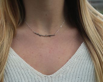 Silver Branch Necklace, Sterling Silver Branch Necklace, Oxidized Silver Branch, BRANCH NECKLACE