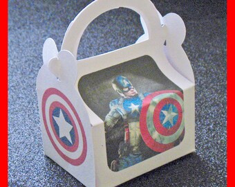 captain America party favor box, captain America birthday favor box, The First Avenger