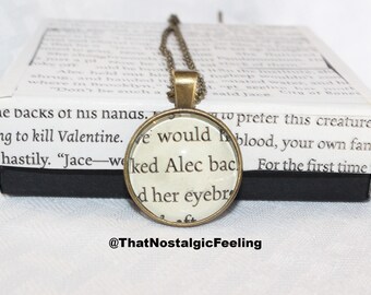 Book Page Jewelry • Alec Lightwood • Bibliophile • Bookish • Shadowhunters • Malec • Mortal Instruments • Pendant • Book Jewelry